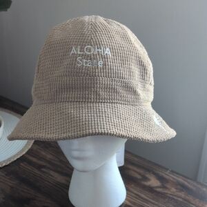 Tan Bucket Hat with Aloha State Embroidery